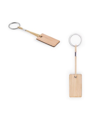 Chaveiro Personalizado em Bambu com Cordão em PET – 95089