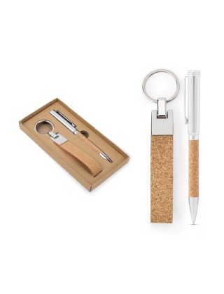 95106 – Kit Executivo Personalizado Evans Caneta e Chaveiro em Cortiça