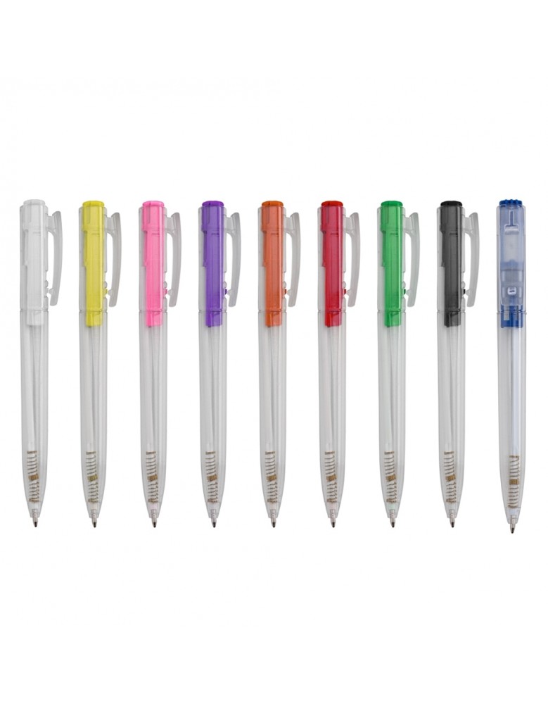 Caneta Plástica Transparente Personalizada - 01091A