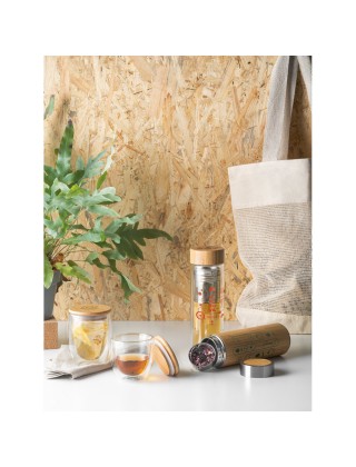Copo em vidro tampa de bambu 250 ml Personalizado - 94766 Copo em vidro tampa de bambu 250 ml Personalizado - 94766